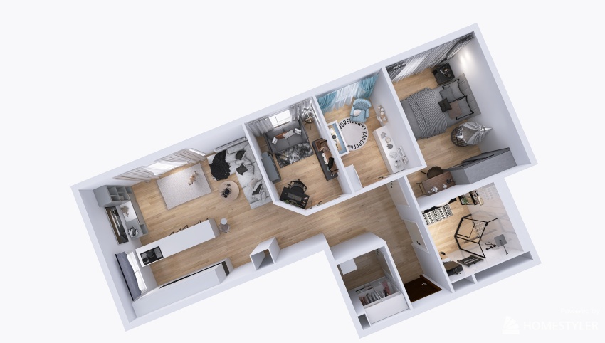 Family 3 bed appartment 3d design picture 62.11