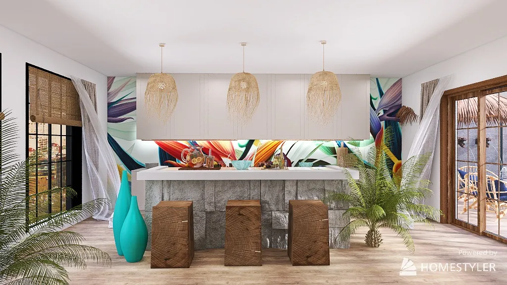 TROPICAL VACATION HOUSE 3d design renderings