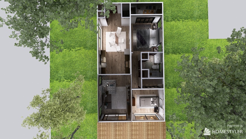 Tiny house in the woods 3d design picture 100.77