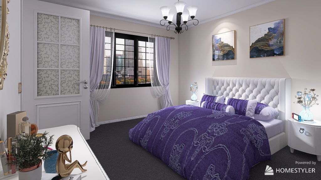 Purple minimalist midcentury 3d design renderings