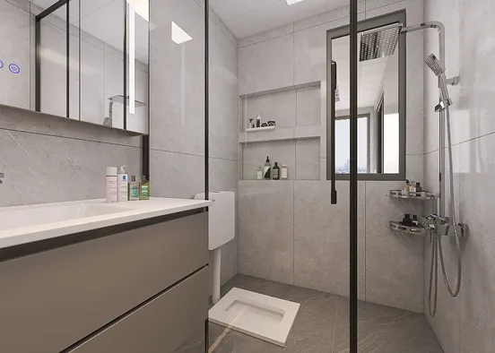 # Modern Three-Bedroom Apartment Design Rendering