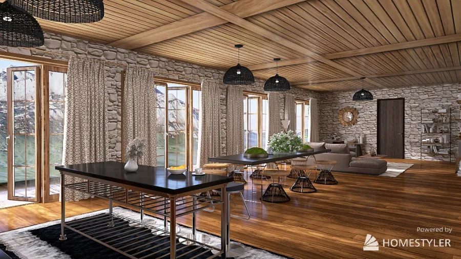 maison dans les Alpes 3d design renderings