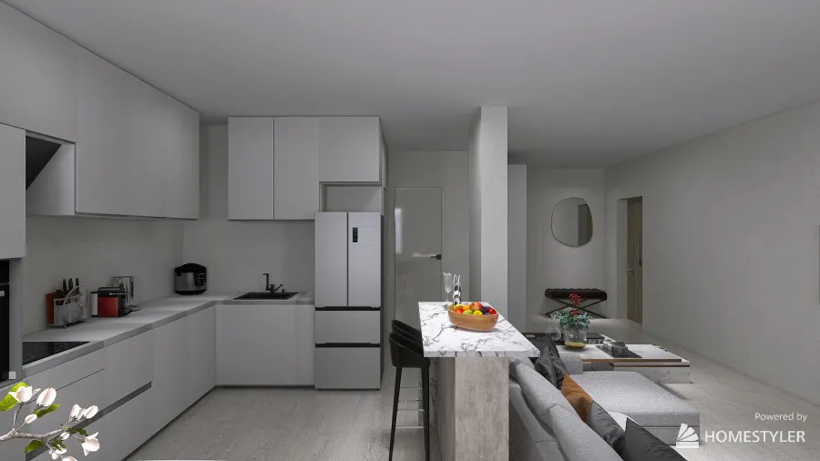 Кухня-гостиная 3d design renderings