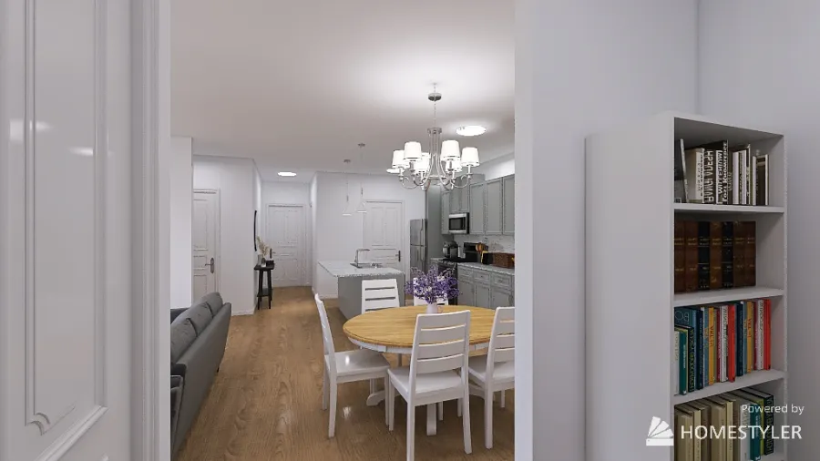 Kitchen, Living & Dining Room 3d design renderings