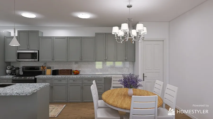 Kitchen, Living & Dining Room 3d design renderings