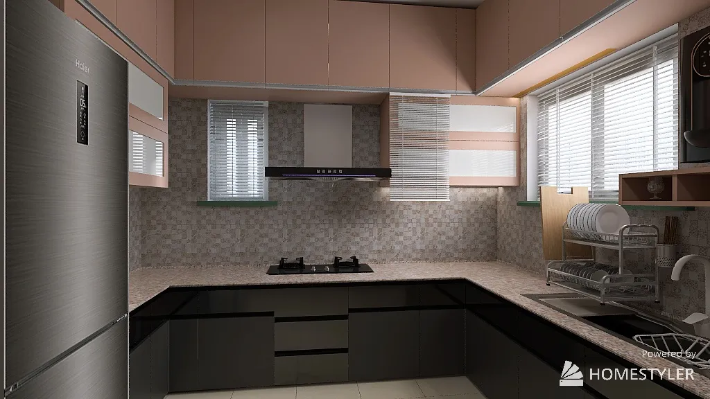 U-Shaped Indian Kitchen - Noob 3d design renderings