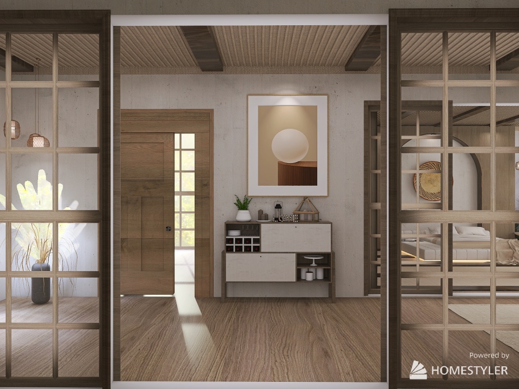Japandi Living 3d design renderings