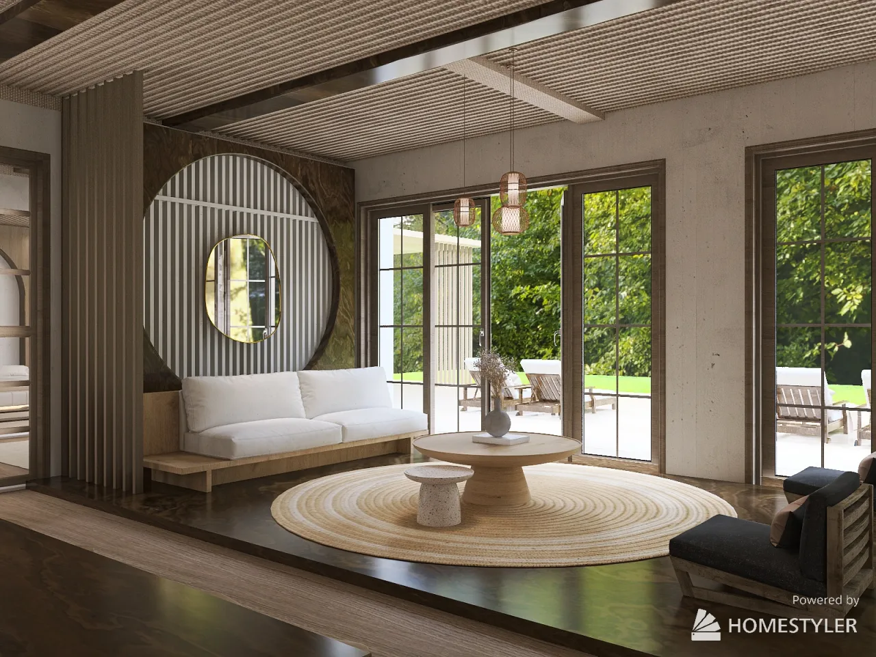 Japandi Living 3d design renderings