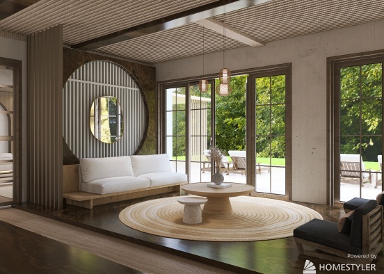Japandi Living Design Rendering