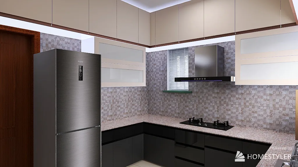 Copy of U-Shaped Indian Kitchen 3d design renderings