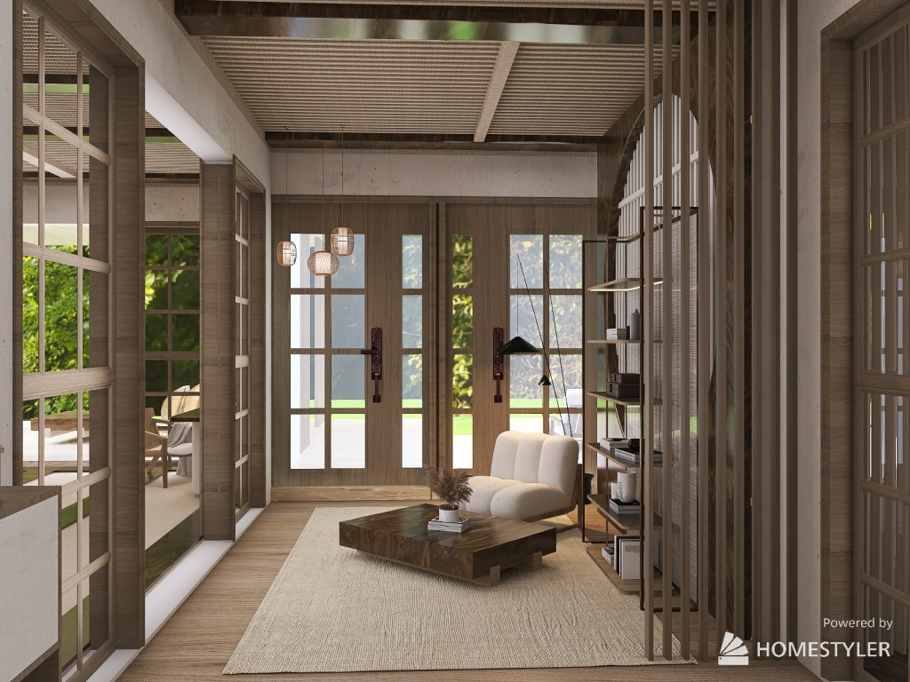 Japandi Living 3d design renderings