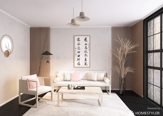 Japandi Style room Design Rendering