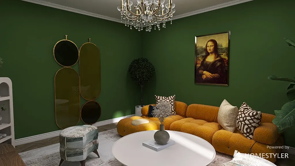 A Living Room Journey With Mona Lisa's Charm 3d design renderings