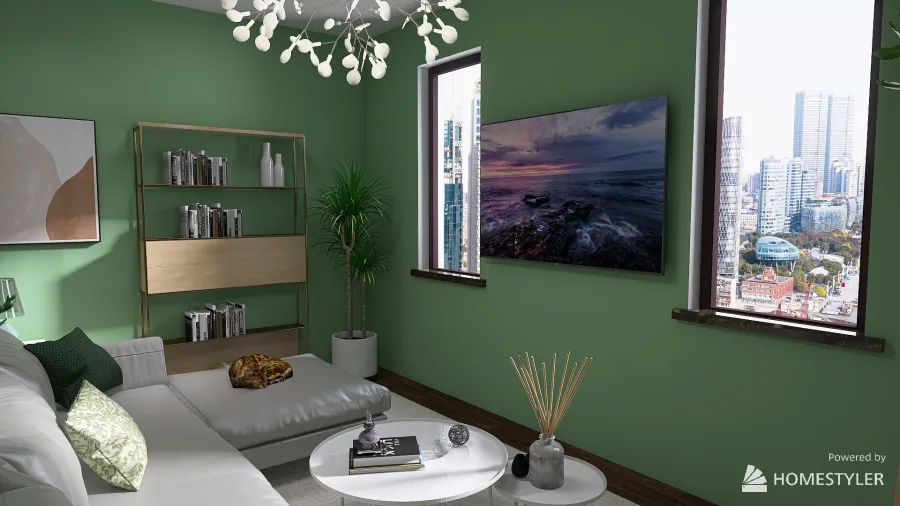 Living room_S in green 3d design renderings