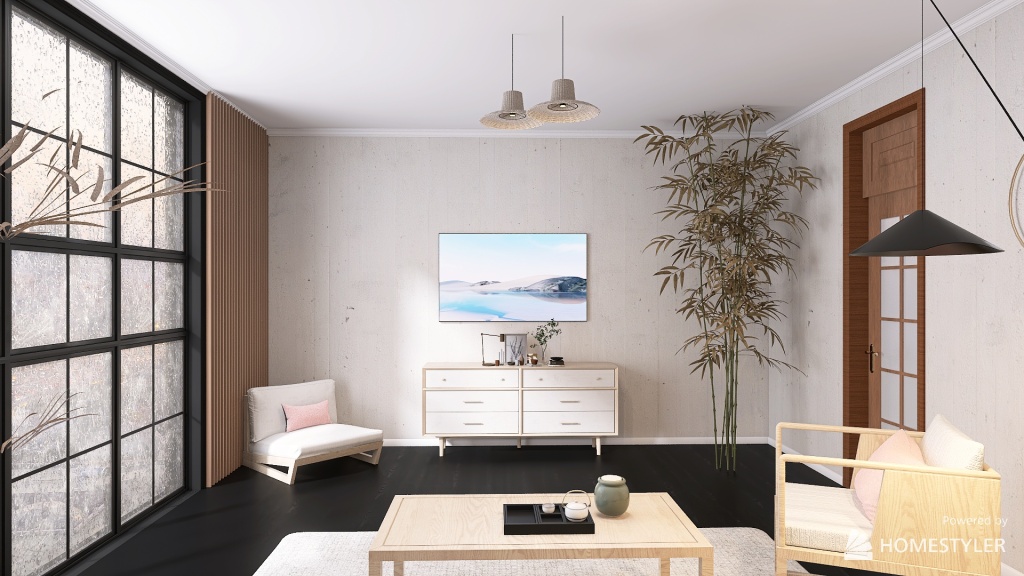 Japandi Style room 3d design renderings