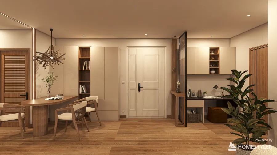 89 Sqm Japandi Apartment 3d design renderings