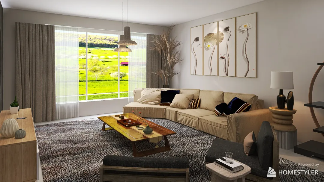 Style Japandi  home 3d design renderings