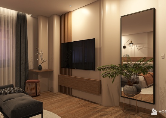 89 Sqm Japandi Apartment Design Rendering