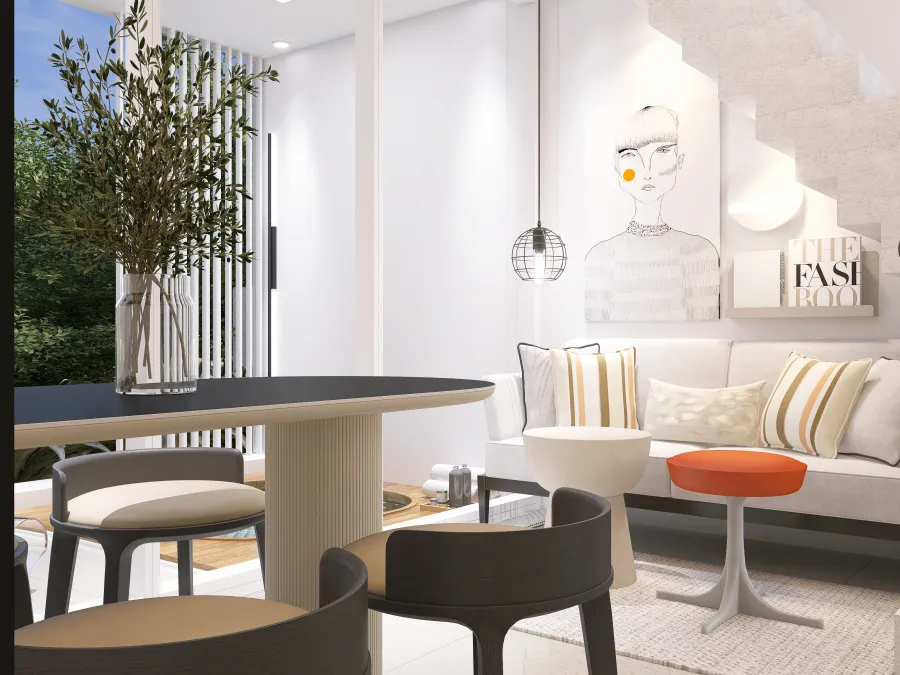 Living Room/Dining/Kitchen 3d design renderings