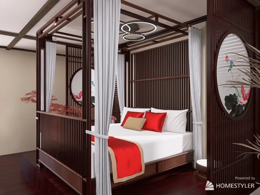 Japandi bedroom 3d design renderings