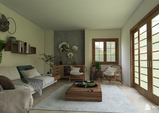 Japandi Little Living Room. Design Rendering