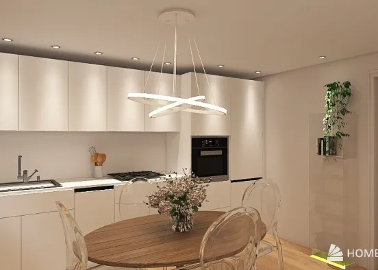 Modern mini Living Room & Kitchen Design Rendering