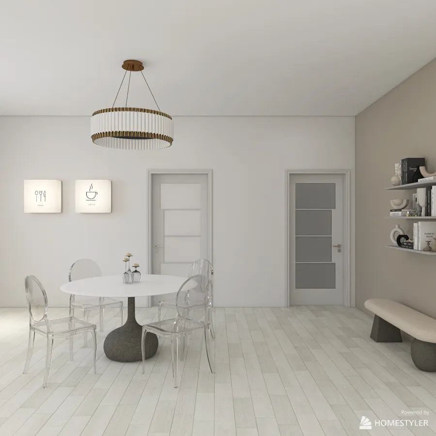 White & cream 3d design renderings