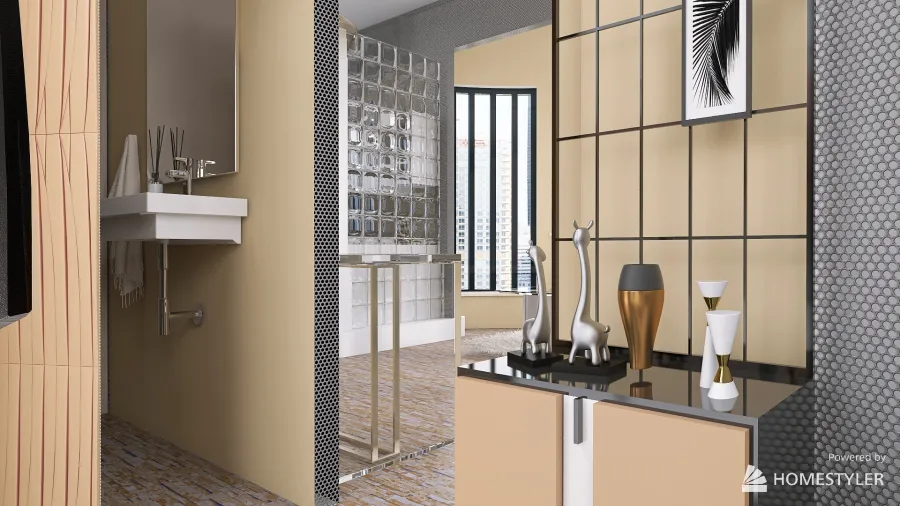 Hall/shower room 3d design renderings