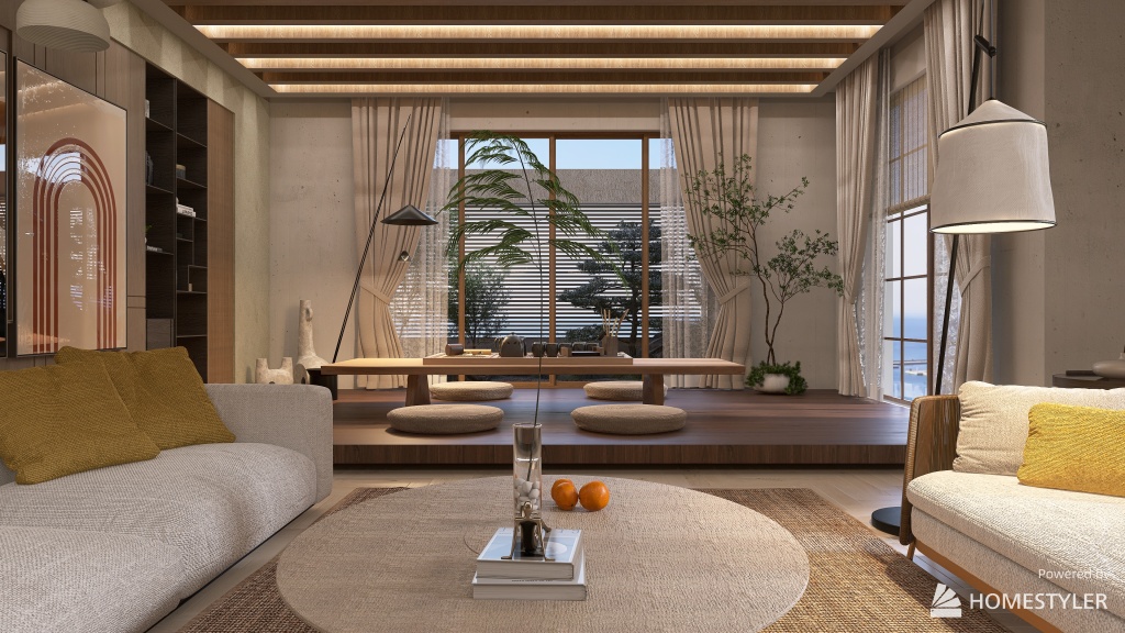 Project: Japandi Living 3d design renderings