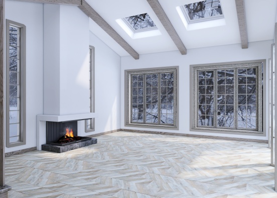 Fireplace Empty Room Rendering del Progetto