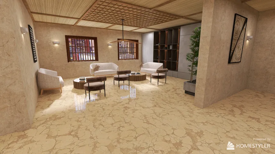 Japandi Restaurant 3d design renderings