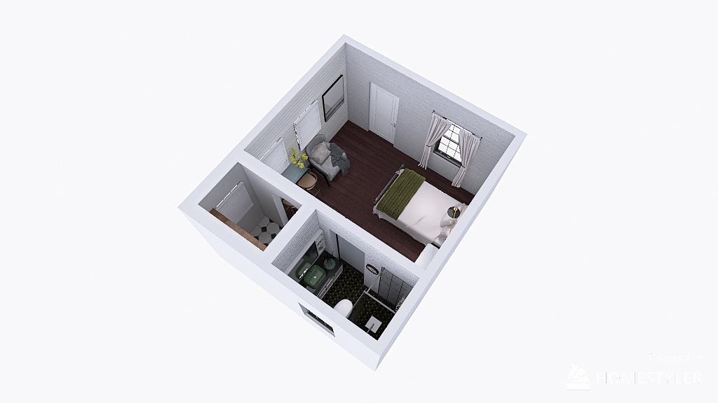 Guest Bedroom/Bungalow Floor Plan 3d design renderings