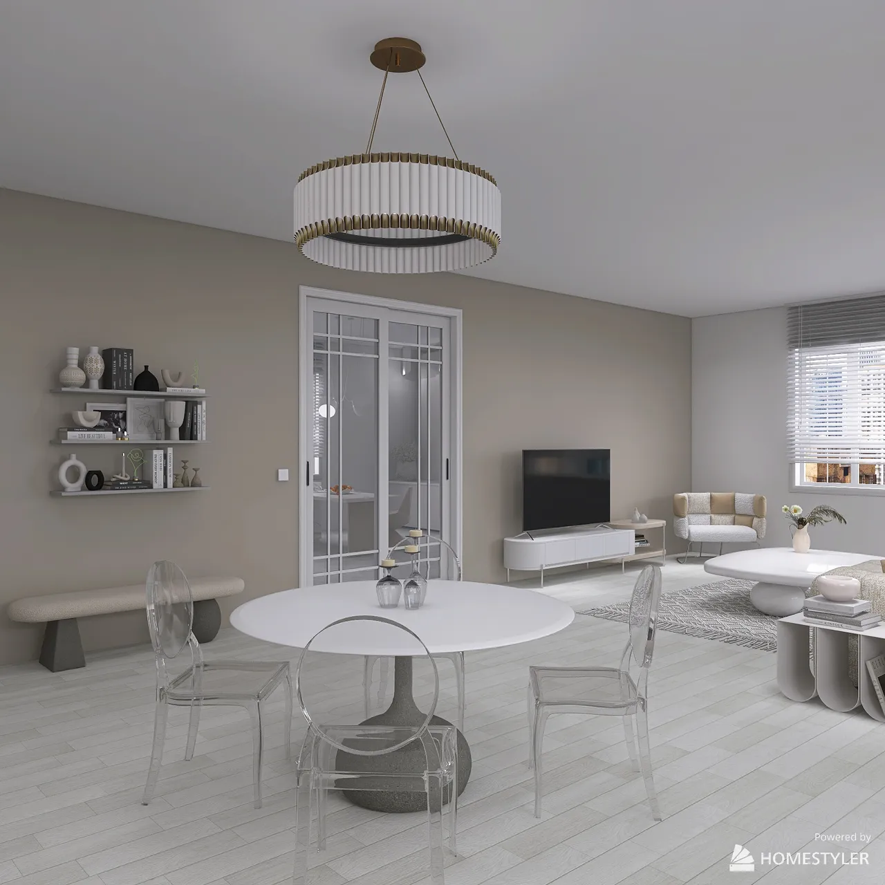 White & cream 3d design renderings