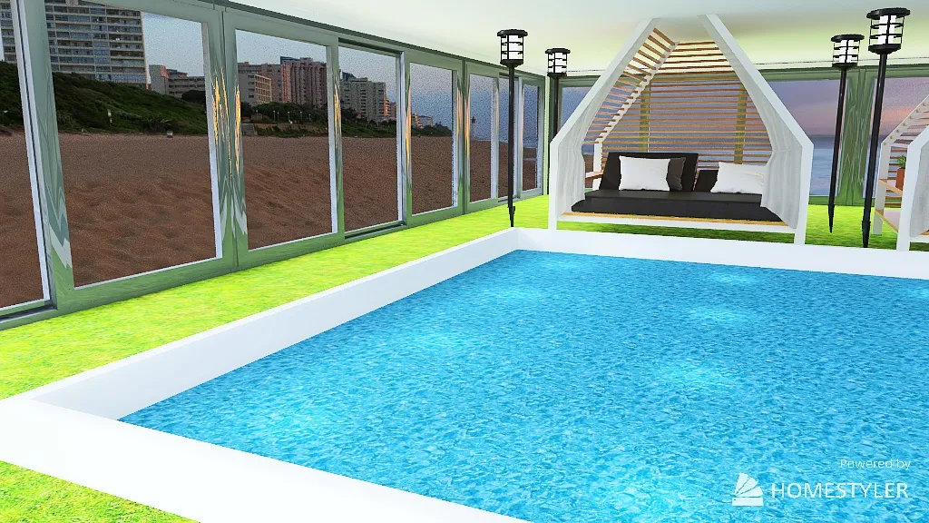 hotel de playa 3d design renderings