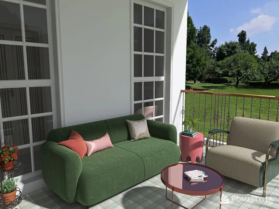 Pink & Green Apartment 3d design renderings