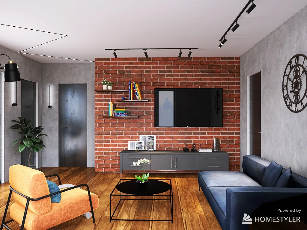 Industrial living room design 3d design renderings