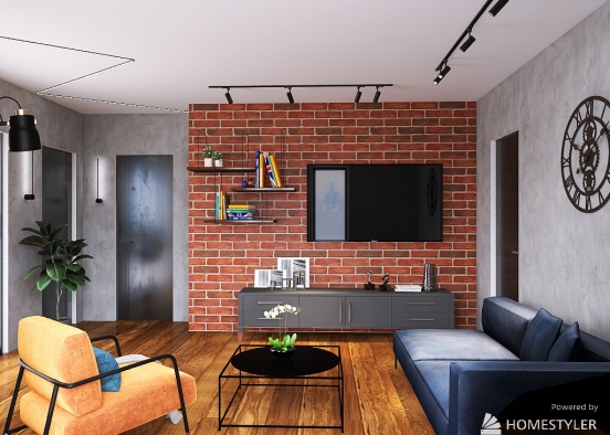 Industrial living room design Design Rendering