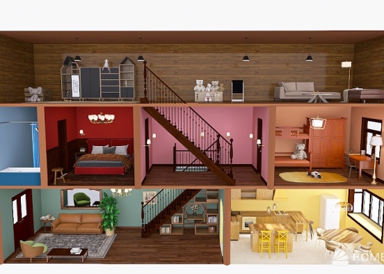 Wes Anderson Inspired House Design Rendering