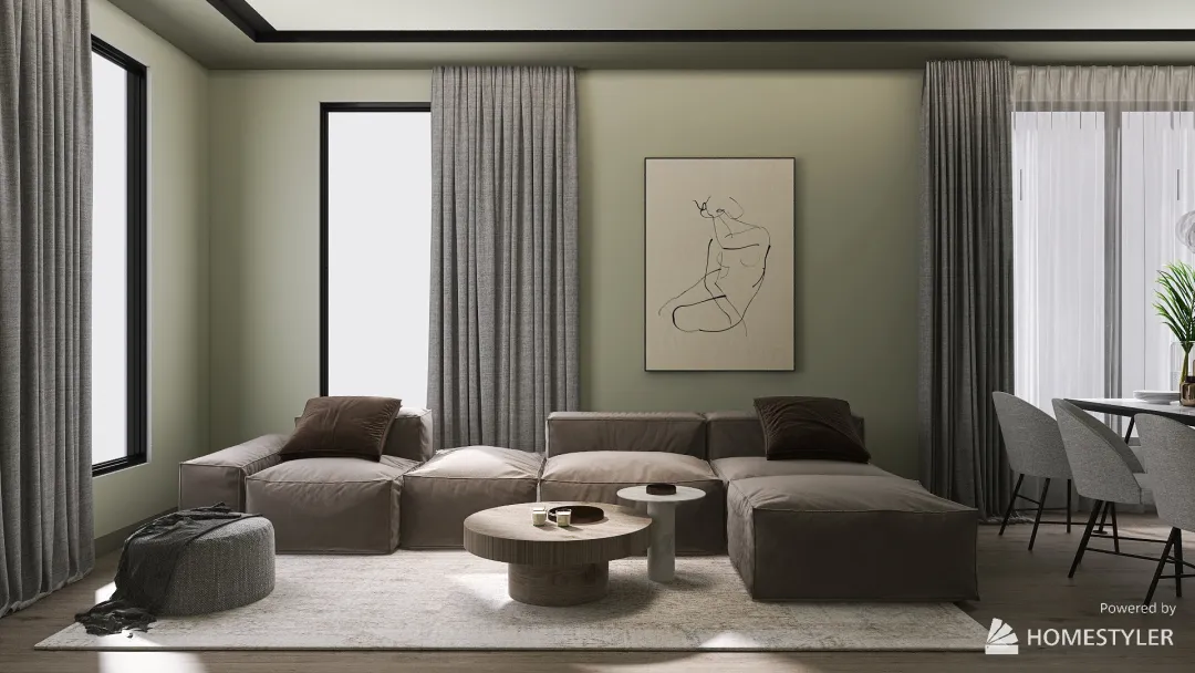 living room in neutral colors 3d design renderings