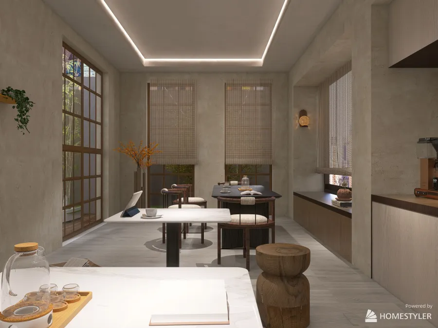 Project: Japandi Style Office 3d design renderings