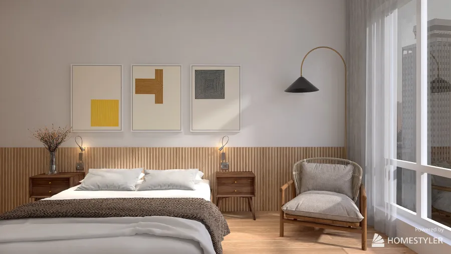 Apartment with Japandi Details 3d design renderings
