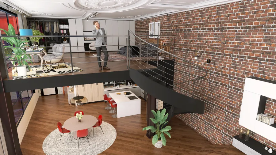 beech wood loft 3d design renderings