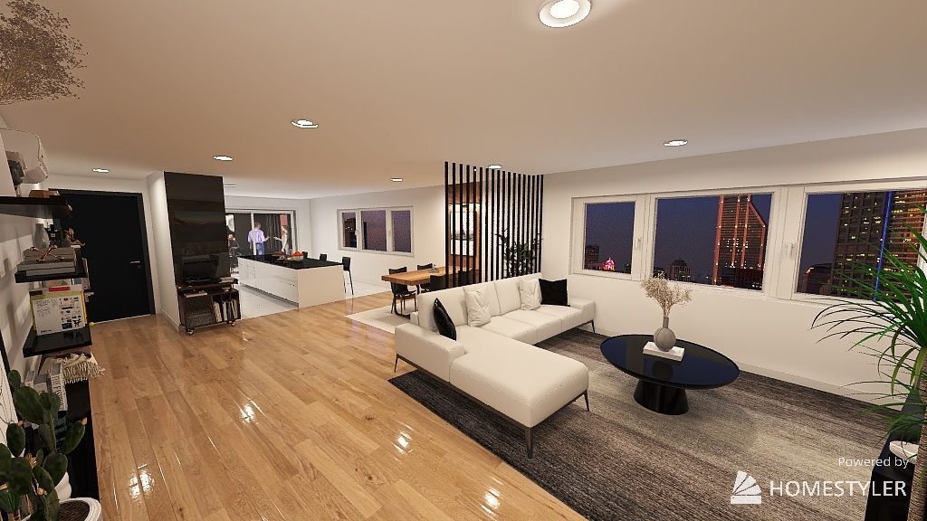 Open Living Kitchen 3d design renderings
