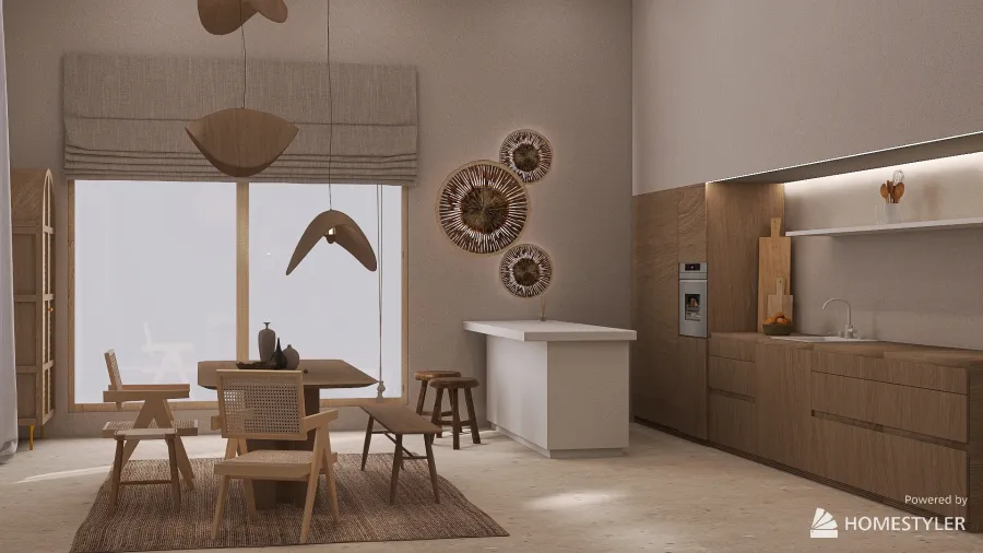 kitchen in wabi-sabi style 3d design renderings