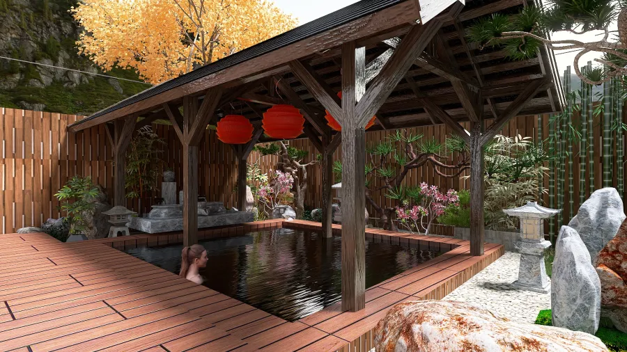 japandi guest house 3d design renderings