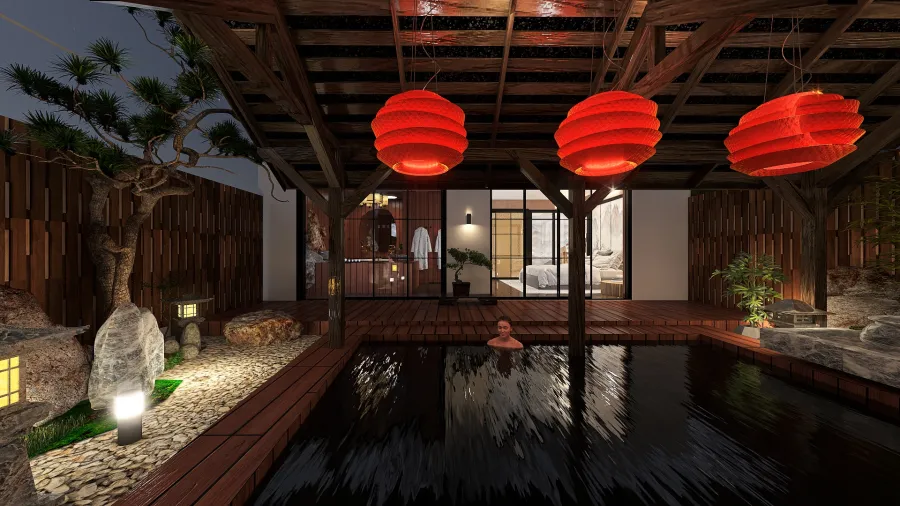 japandi guest house 3d design renderings