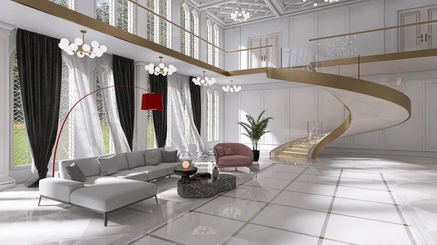white palace hall 3d design renderings