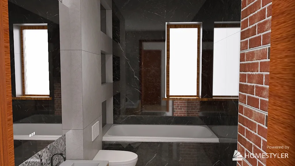 Łazienka dolna z drewnem 3d design renderings