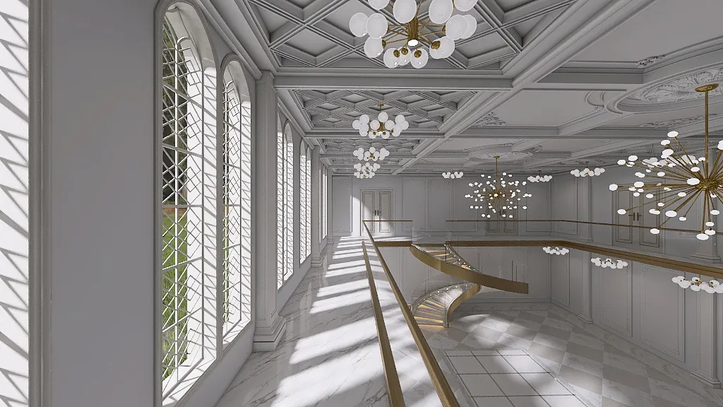 white palace hall 3d design renderings