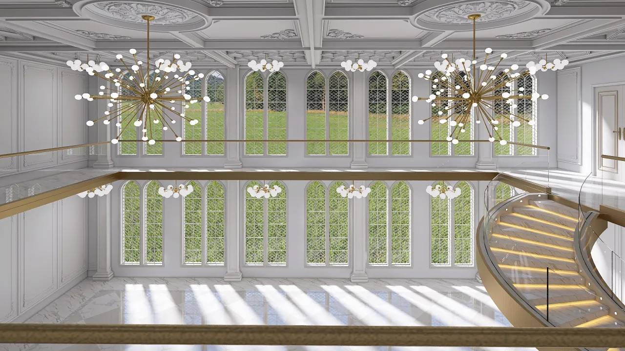 white palace hall 3d design renderings